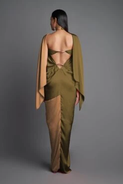 Olive And Kathaai Panelled Draped Halter Dress -Ethereal Styles aair124olvkth3