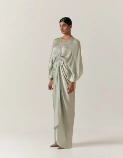 Mint Hammered Satin Dress -Ethereal Styles aair240mint3