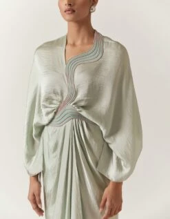 Mint Hammered Satin Dress -Ethereal Styles aair240mint4