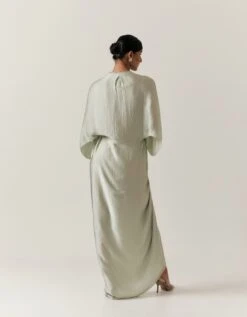 Mint Hammered Satin Dress -Ethereal Styles aair240mintb