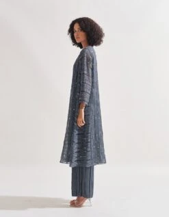 Grey Abbie Stripe Panelled Tunic Dress -Ethereal Styles abbiegrey2