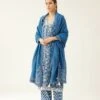 Blue Hand Block Printed Kurta Dress Set With A V Neck 2 Blue Hand Block Printed Kurta Dress Set With A V Neck -Ethereal Styles adt061
