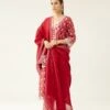 Red Hand Block Printed Kurta Dress Set With A V Neck 1 Red Hand Block Printed Kurta Dress Set With A V Neck -Ethereal Styles adt06a1