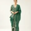 Green Hand Block Printed Kurta Dress Set With A V Neck 1 Green Hand Block Printed Kurta Dress Set With A V Neck -Ethereal Styles adt06b1