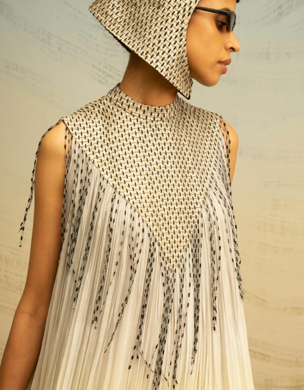 Grey And Yellow Collared And Gathered Chiffon Maxi Dress 7 Grey And Yellow Collared And Gathered Chiffon Maxi Dress - Image 5