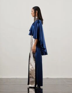 Mirror Slit Dress With Cape -Ethereal Styles akaw23dr112