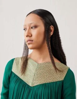 Angular Gathered Satin Dress -Ethereal Styles akaw23dr13