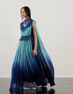 Glass Fringed Gathered Kaftan Dress -Ethereal Styles akaw23kaf112