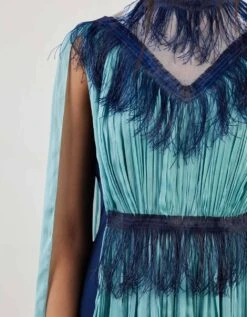 Glass Fringed Gathered Kaftan Dress -Ethereal Styles akaw23kaf113