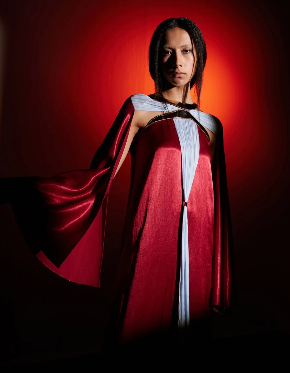 Metallic Crescent Satin Kaftan Dress 5 Metallic Crescent Satin Kaftan Dress - Image 3