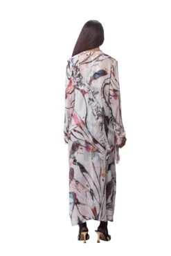 Chiffon Long Dress With Ruffle Detail -Ethereal Styles akok147b
