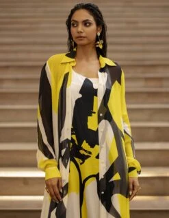 Abstract Print Jacket With Slip Dress -Ethereal Styles akok3253