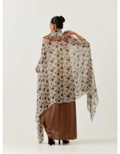 Printed Chiffon Cape With A Shaded Dress Set -Ethereal Styles akpogd1127bom3037b