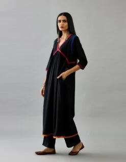 Black Handloom Cotton Kurta Set Dress -Ethereal Styles ap053
