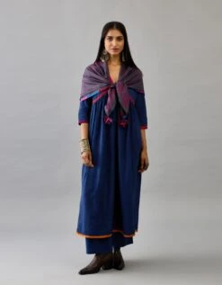 Blue Handloom Cotton Kurta Set Dress