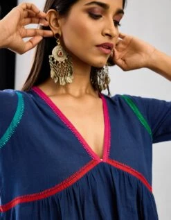 Blue Handloom Cotton Kurta Set Dress -Ethereal Styles ap05b5