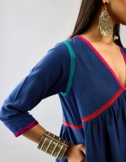 Blue Handloom Cotton Kurta Set Dress -Ethereal Styles ap05b6