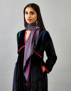 Black Silk Velvet Kurta Dress Set -Ethereal Styles ap084 1