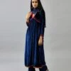 Blue Silk Velvet Kurta Dress Set 2 Blue Silk Velvet Kurta Dress Set -Ethereal Styles ap08a1