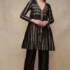 Gota Pleating Black Open Gota Kurta Dress -Ethereal Styles asgulabood1gpblack1
