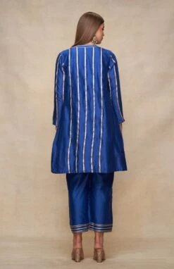 Gota Pleating Royal Blue Open Gota Kurta Dress -Ethereal Styles asgulabood1gproyalblueb