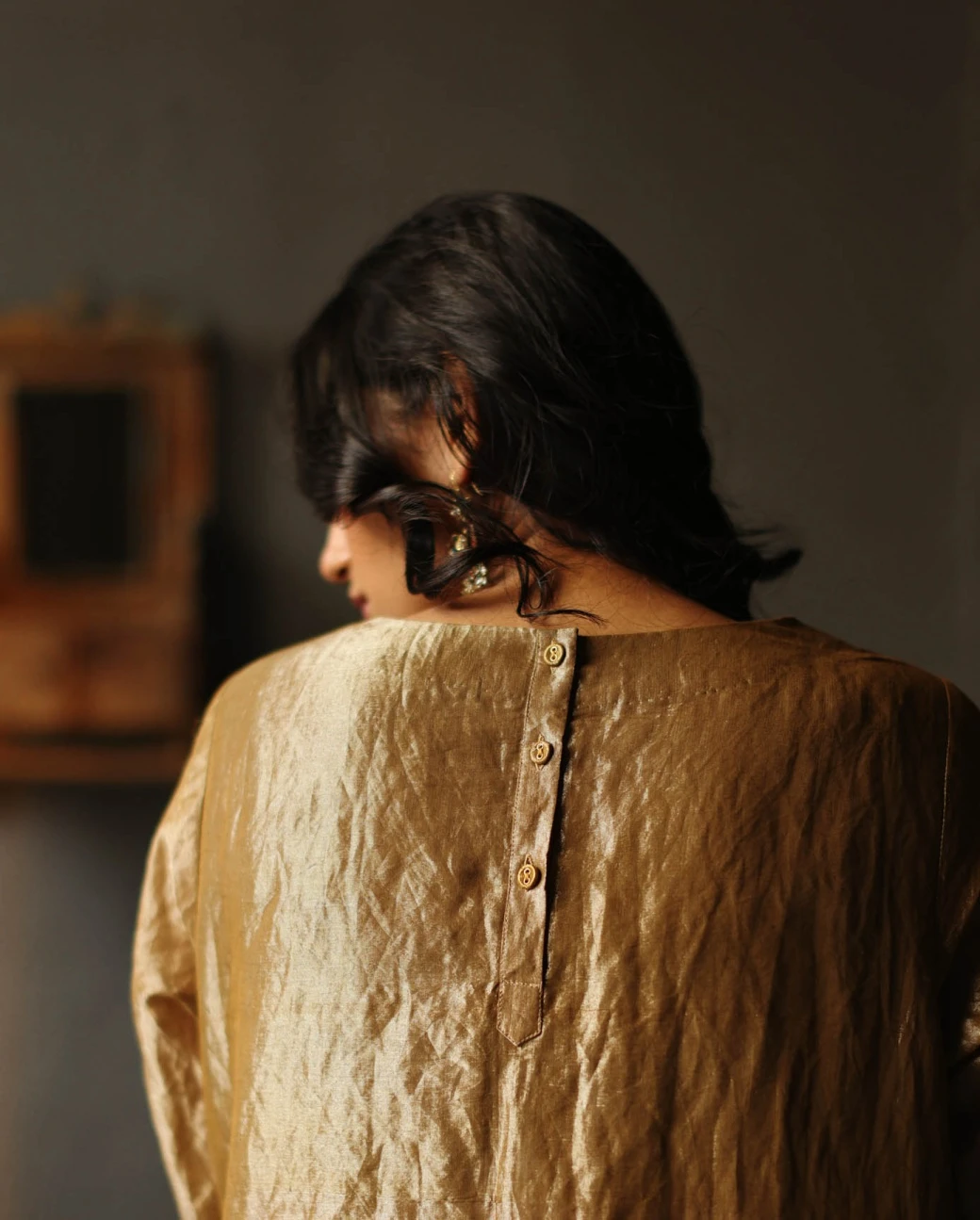 Gold Dress Handloom Tissue Kurta Set 8 Gold Dress Handloom Tissue Kurta Set - Image 6