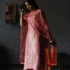 Pink Dress Handloom Tissue Kurta Set -Ethereal Styles asympnktsunvrtnset1