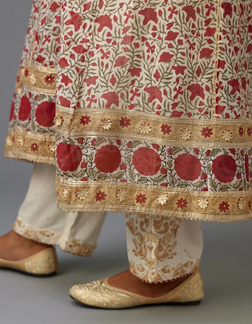 Red And Off White Hand Block Printed Kurta Dress Set 8 Red And Off White Hand Block Printed Kurta Dress Set - Image 6