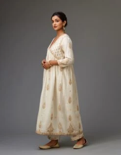 Off White Cotton Chanderi Kurta-Dress Set With Dori And Gota Embroidery 11 Off White Cotton Chanderi Kurta-Dress Set With Dori And Gota Embroidery -Ethereal Styles at173