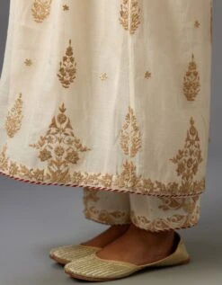 Off White Cotton Chanderi Kurta-Dress Set With Dori And Gota Embroidery 14 Off White Cotton Chanderi Kurta-Dress Set With Dori And Gota Embroidery -Ethereal Styles at176