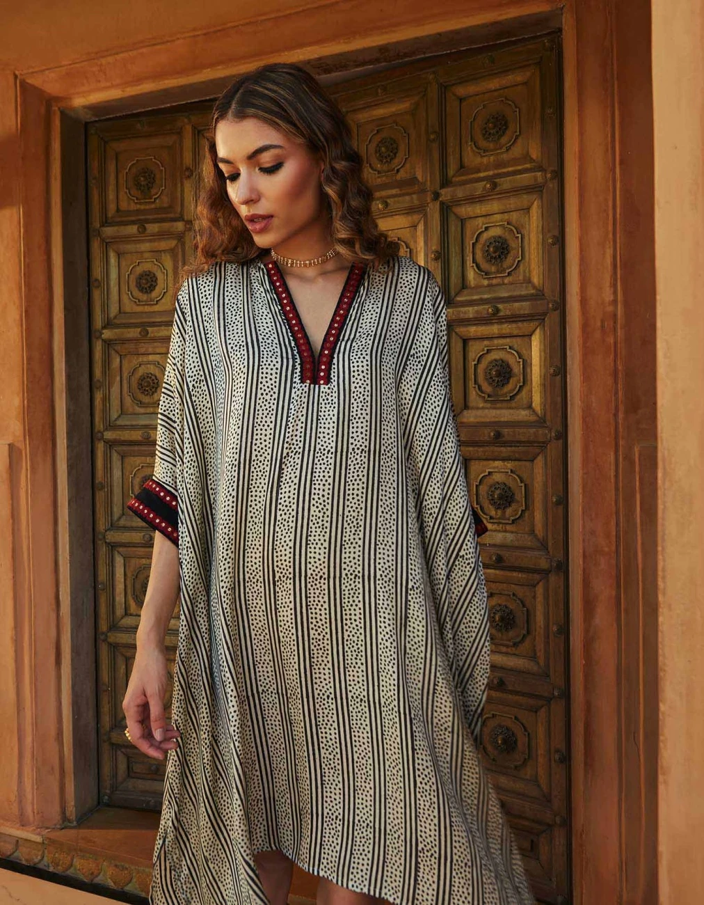 Kaftaan Dress In Black & White 4 Kaftaan Dress In Black & White - Image 2