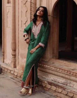 Parcha Green Kaftaan Dress