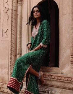 Parcha Green Kaftaan Dress -Ethereal Styles av239g4
