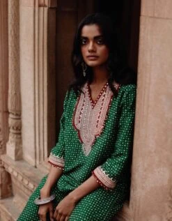 Parcha Green Kaftaan Dress -Ethereal Styles av239g5