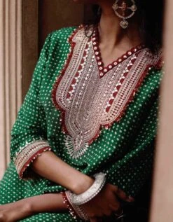 Parcha Green Kaftaan Dress -Ethereal Styles av239gb