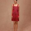 Pink Floral Fringe Mini Dress 2 Pink Floral Fringe Mini Dress -Ethereal Styles aw22cg081