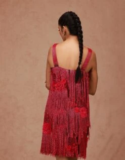 Pink Floral Fringe Mini Dress -Ethereal Styles aw22cg08b