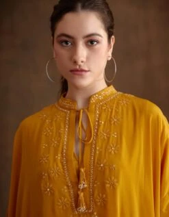 Ochre Kaftan Dress -Ethereal Styles aw23nkdr102