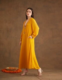 Ochre Maxi Dress -Ethereal Styles aw23nkdr112