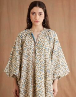 Bespoke Gathered Neck Shirt Dress -Ethereal Styles aw23nkshdr022