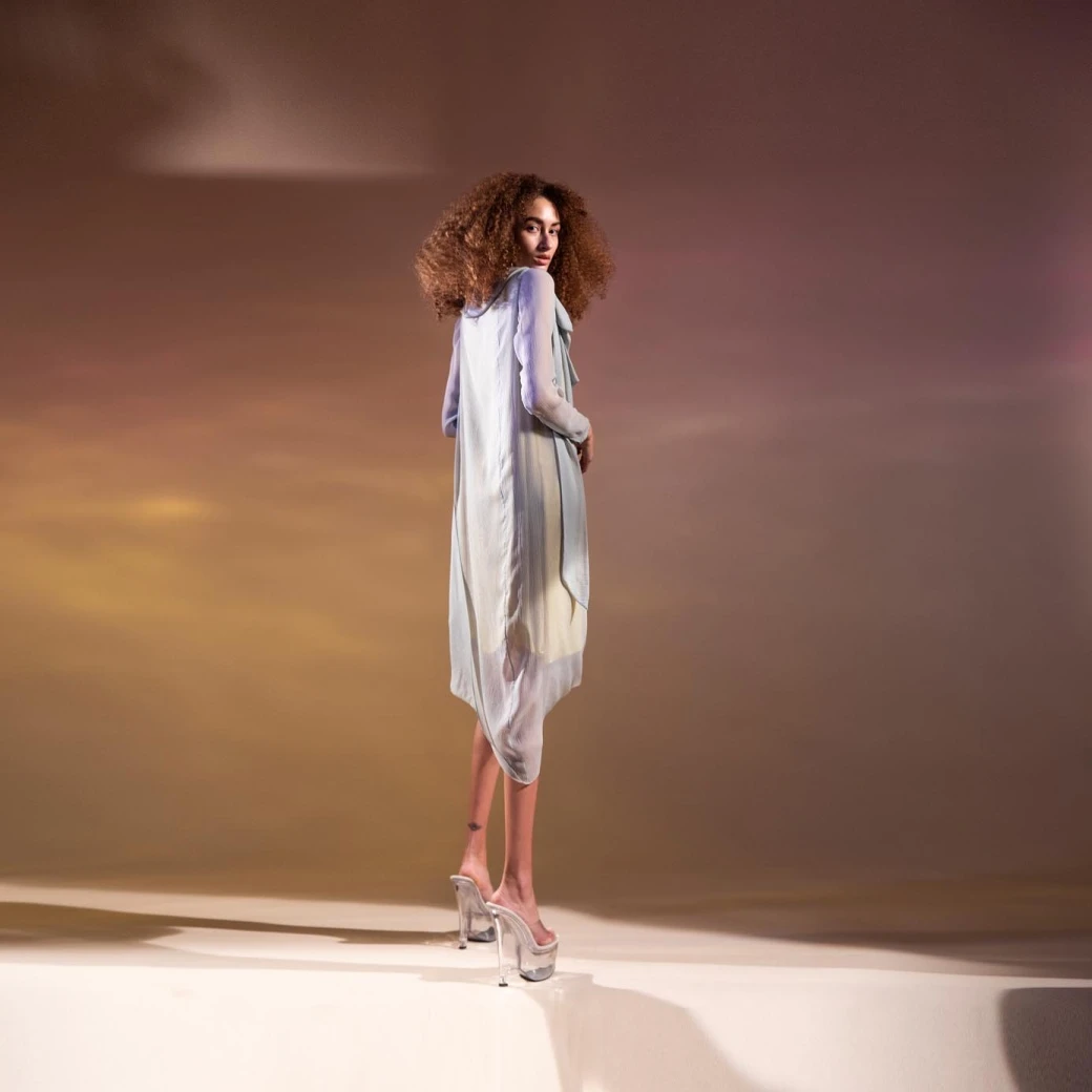 Grey Asymmetrical Draped Tunic Dress 4 Grey Asymmetrical Draped Tunic Dress - Image 3