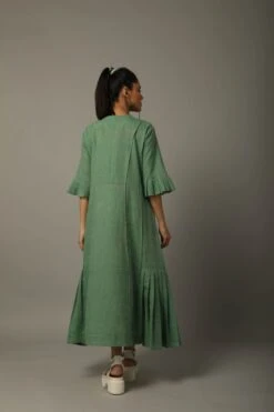 Green Khadi Tunic Dress -Ethereal Styles b 14959