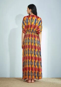 Long Kaftan Dress In Ikat Print 11 Long Kaftan Dress In Ikat Print -Ethereal Styles b 18468