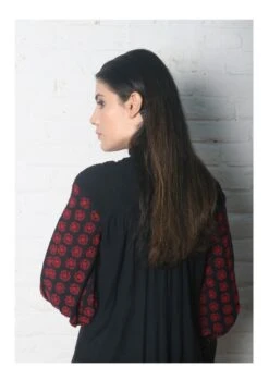 Black Smocked Kala Cotton Dress Kurta 7 Black Smocked Kala Cotton Dress Kurta -Ethereal Styles b 22110