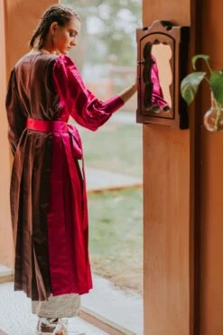Magenta And Brown Angrakha Dress With Pants -Ethereal Styles b 39451