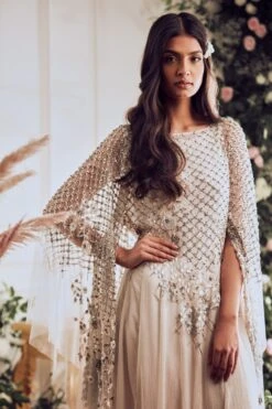Ivory Orchid Kaftan Dress -Ethereal Styles b 39530