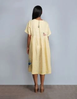 Lines Solid Upcycling Dress With Hand Embroidery Detailing -Ethereal Styles b 55900