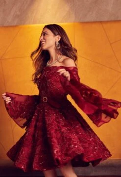 Boning Peplum Red Short Dress -Ethereal Styles b 58269