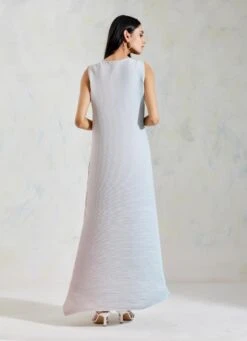 Aquatic Sage And Pink Shaded Crinkle Crepe Dress -Ethereal Styles b 62474