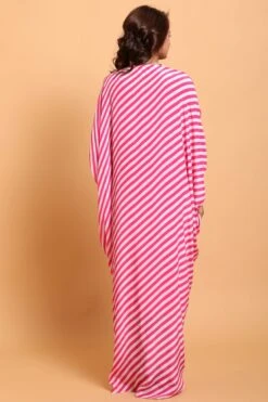 Mithai Pink White Leheriya Kaftan Dress -Ethereal Styles b 66358